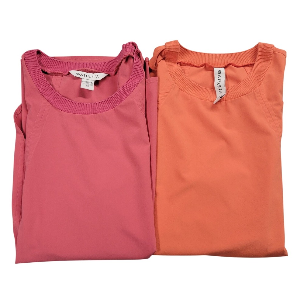 Athleta Zephyr Tank Top 2 Pack Pink Orange Womens XS High Low Hem Bundle